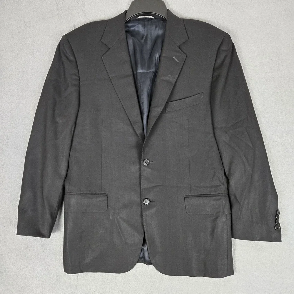 Canali Blazer Men 48R Black Wool Sport Jacket Italy Travel Water Resistant *READ